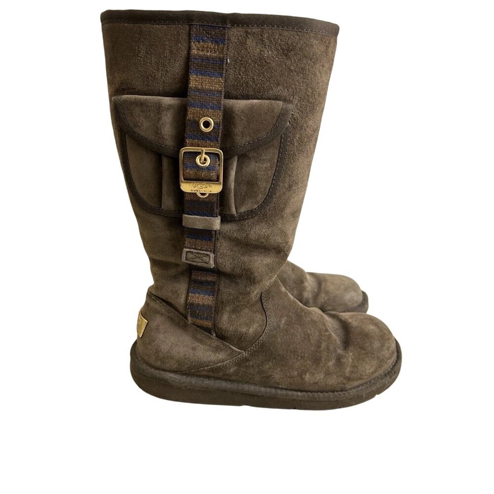 UGG Australia Size 8 “1895 Retro” Cargo Tall Zip Brown Boots Womens shearling - Picture 1 of 16